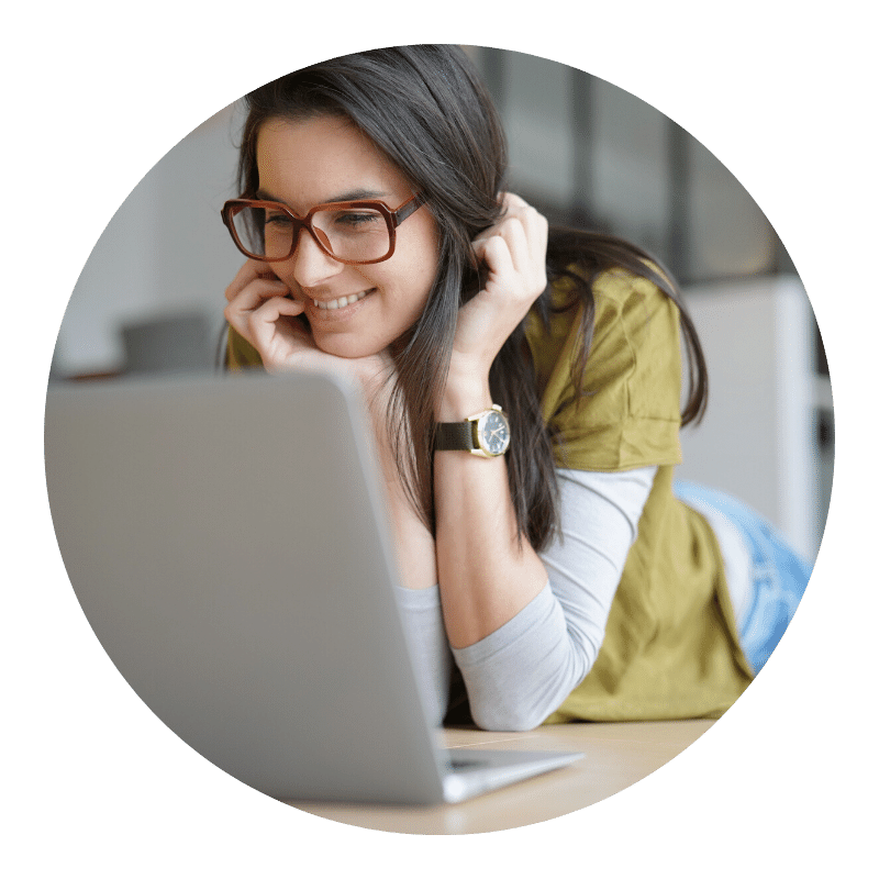 A woman using her laptop.